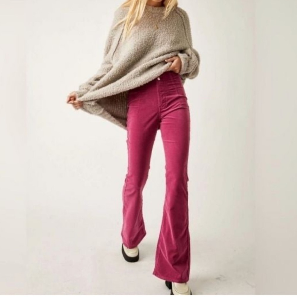 We the Free People Jayde Flared Cord Corduroy Pants Pink Size 25